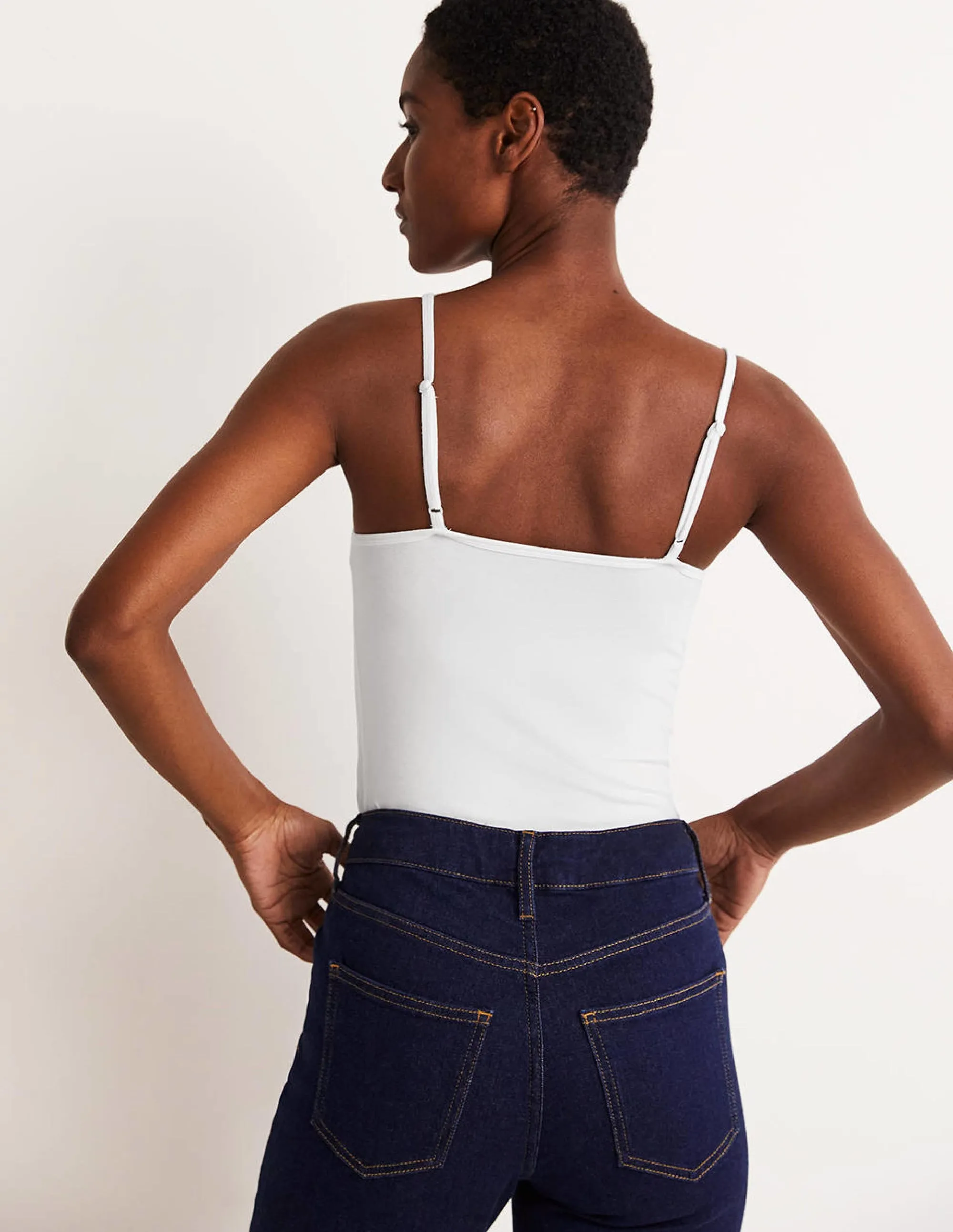 Denim Shirt Plain Cami Top-White