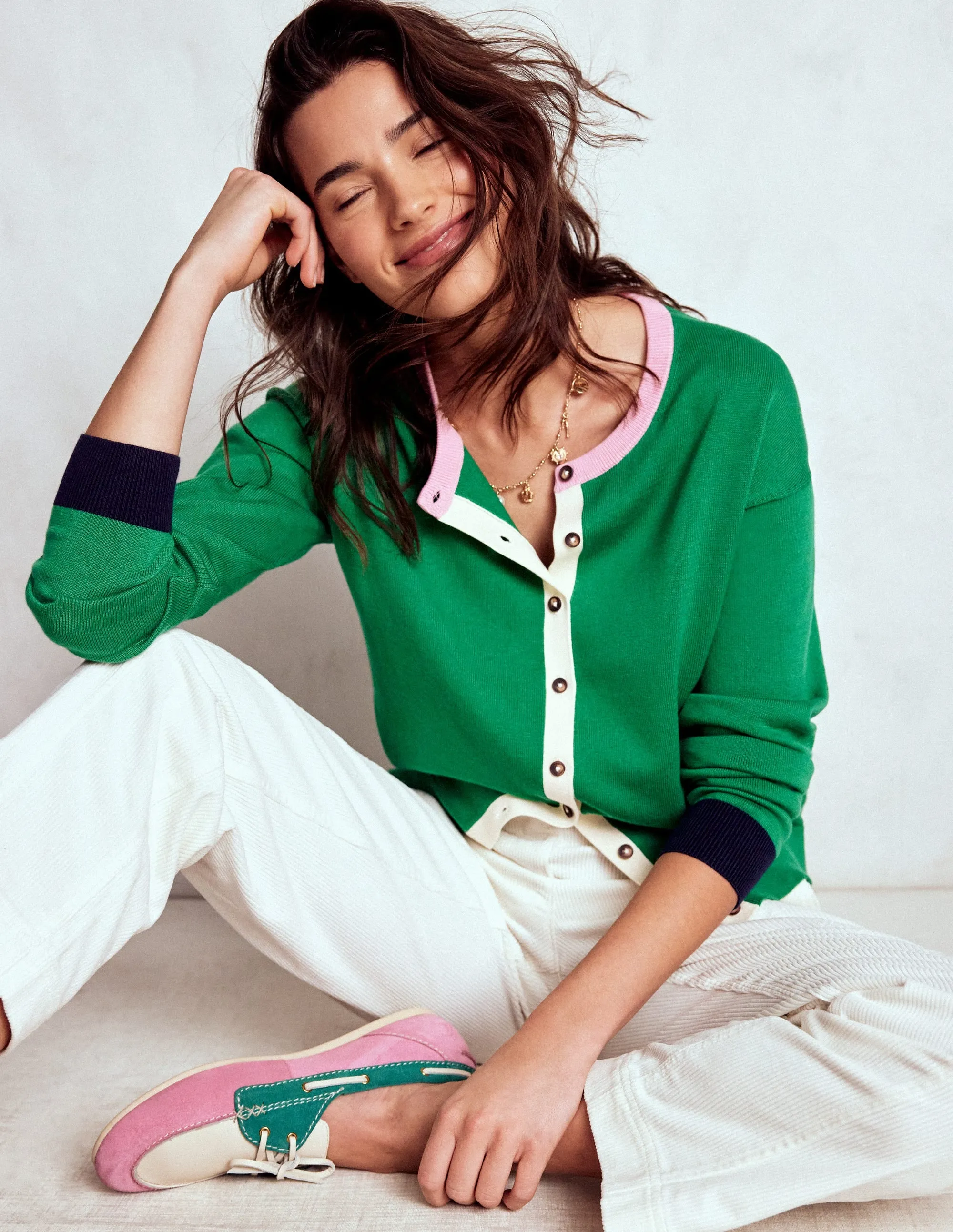 Modern Layer Biodegradable Fiber Blend Lara Relaxed Cotton Cardigan-Rich Emerald