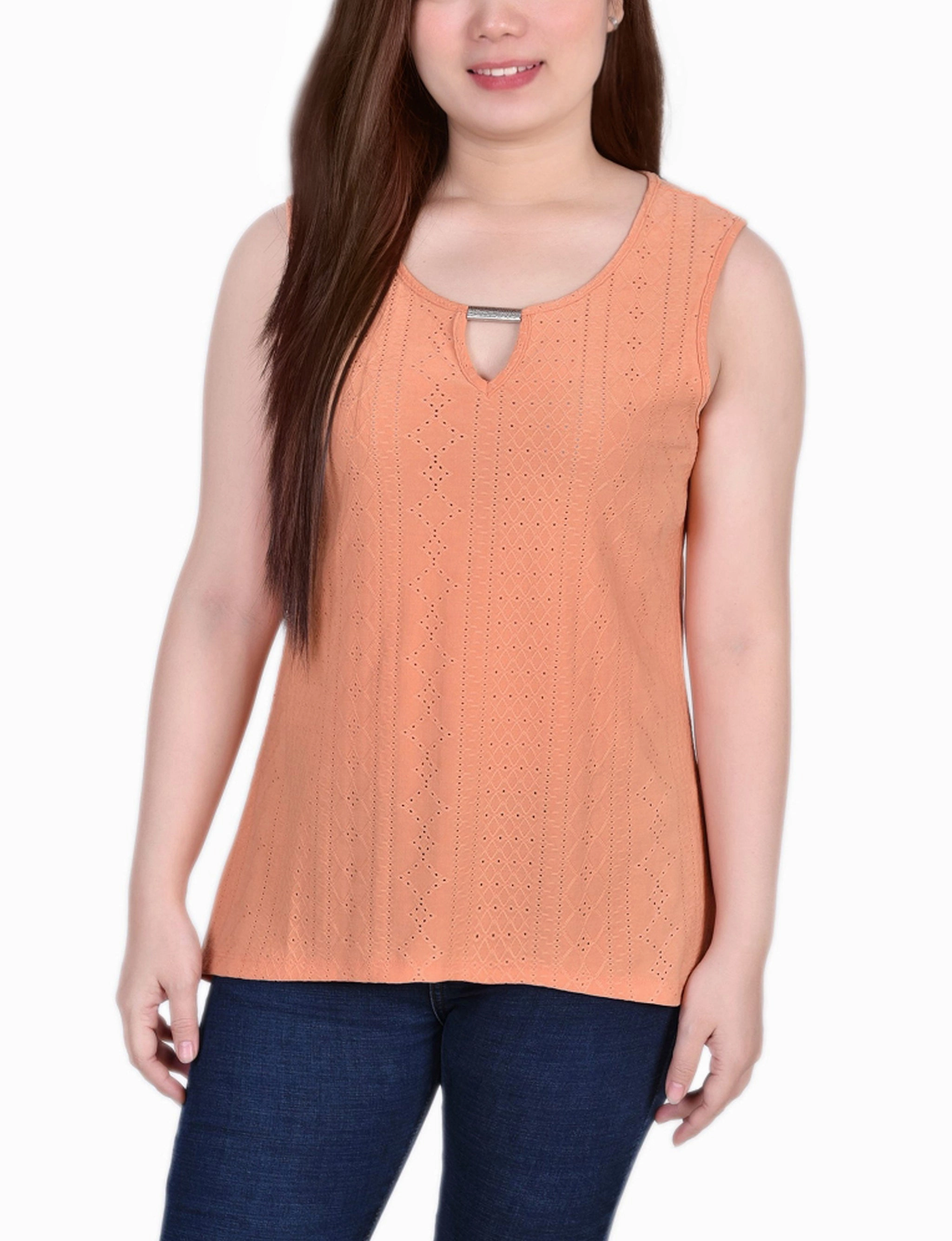 Sleeveless Knit Eyelet Top With Hardware QuickDryTechnology Tagless Comfort