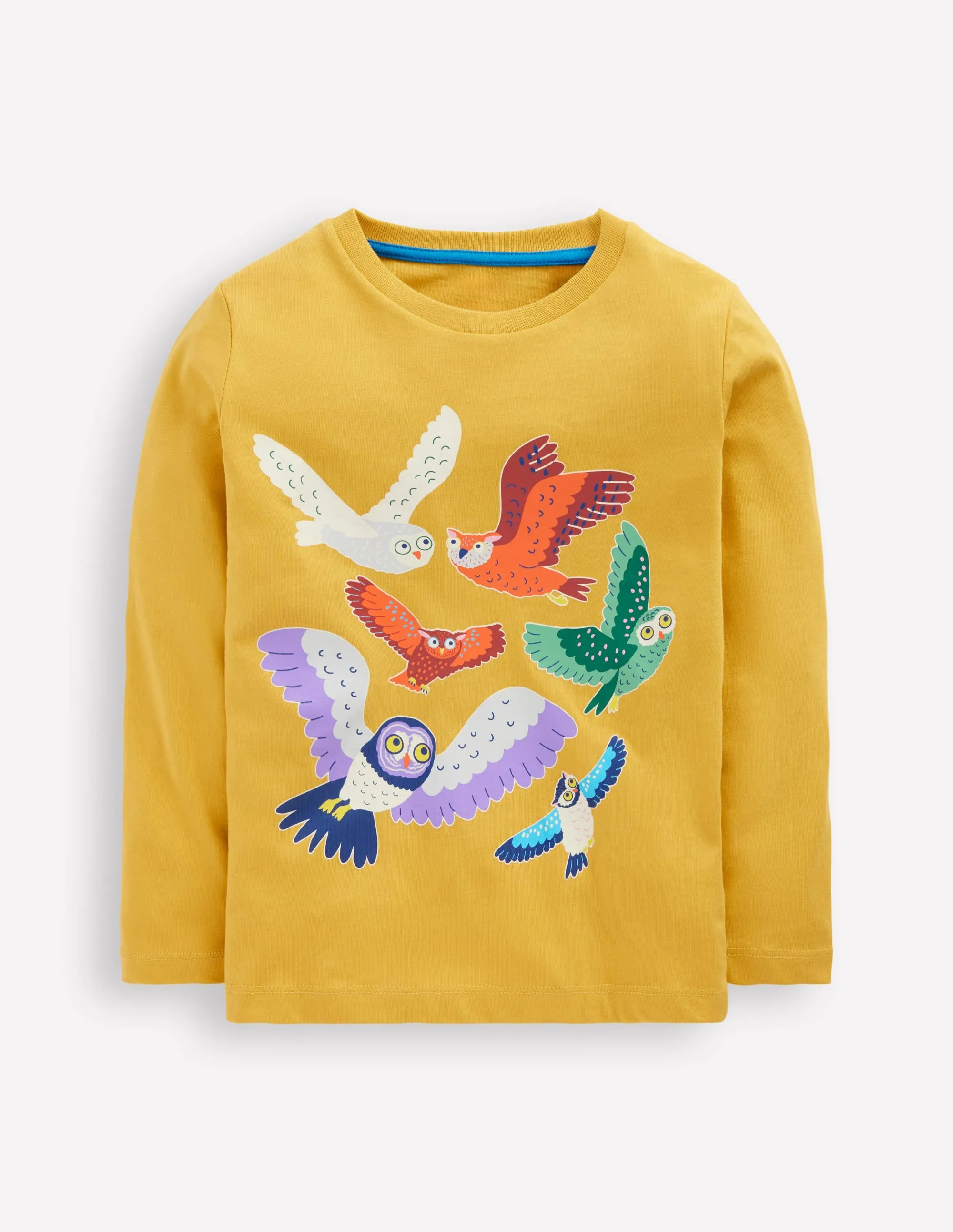 Recycled Polyester Material Long Sleeve Glow T-shirt-Canary Yellow Owls