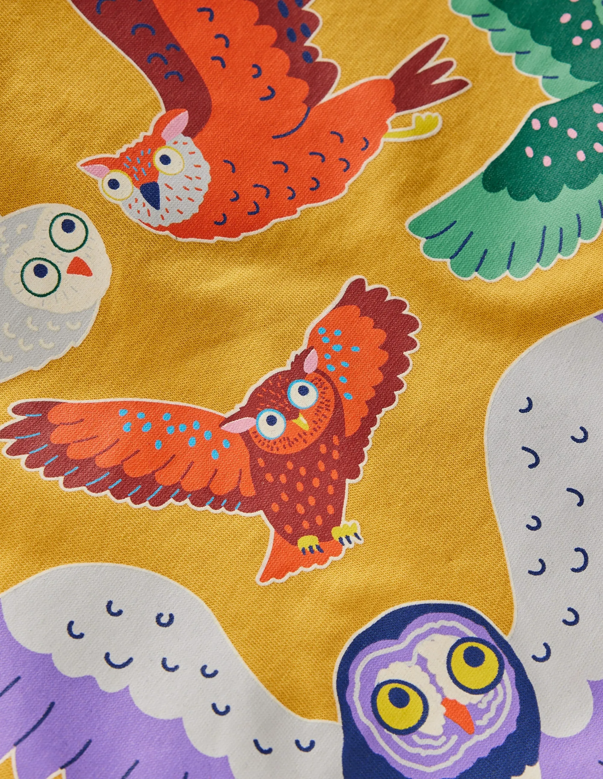 Long Sleeve Glow T-shirt-Canary Yellow Owls Interlock Stitch Detail