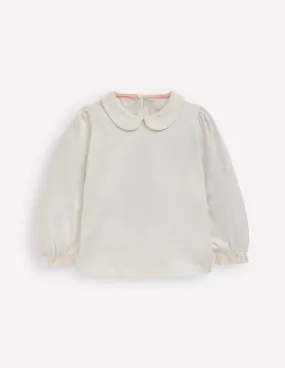 Seasonal Staple Collared Jersey Top-Soft Ivory