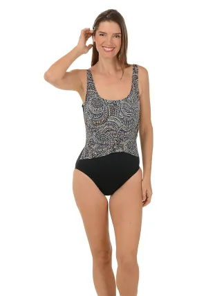 Beaded Glam Foil Twist Sash Swimsuit OdorResistantFinish Layered Collar System