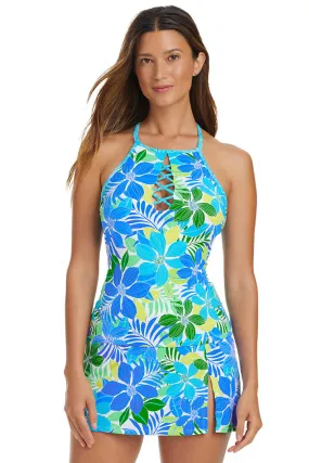 Garment Washed Finish Fresh Takes Lattice Tankini Top