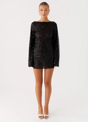 Edessa Sequin Mini Dress - Black