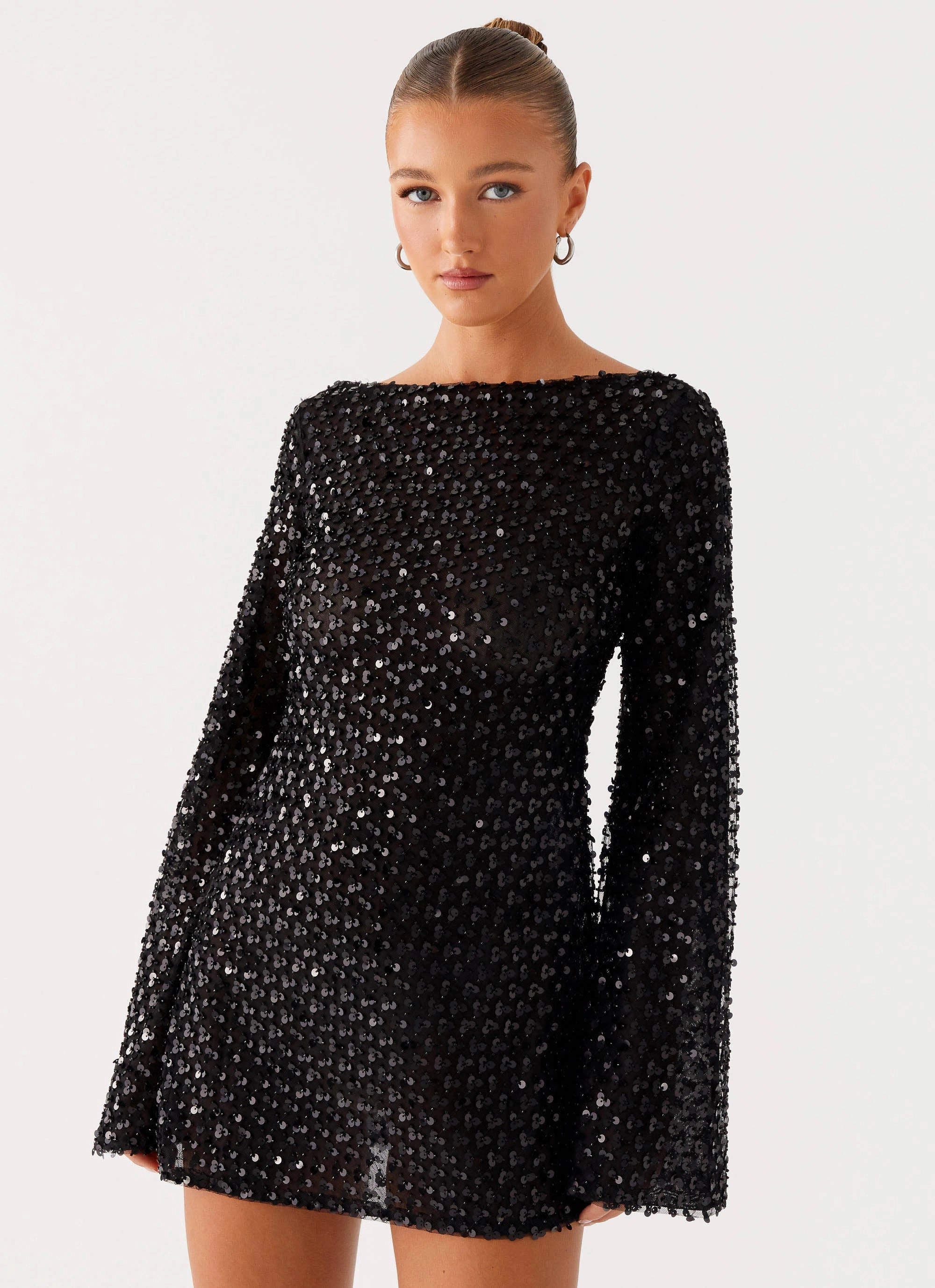Edessa Sequin Mini Dress - Black