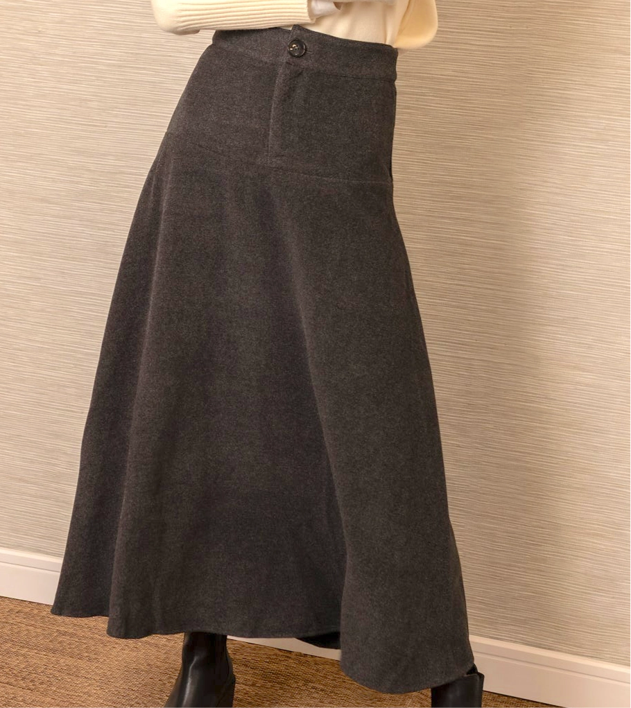 Yves Aline Maxi | Charcoal Gray lace accents Cuffed hem