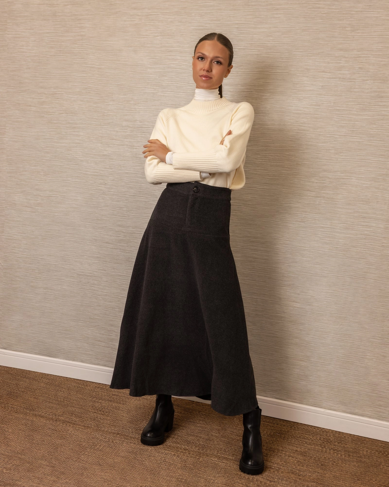 Simple Flow Yves Aline Maxi | Charcoal Gray