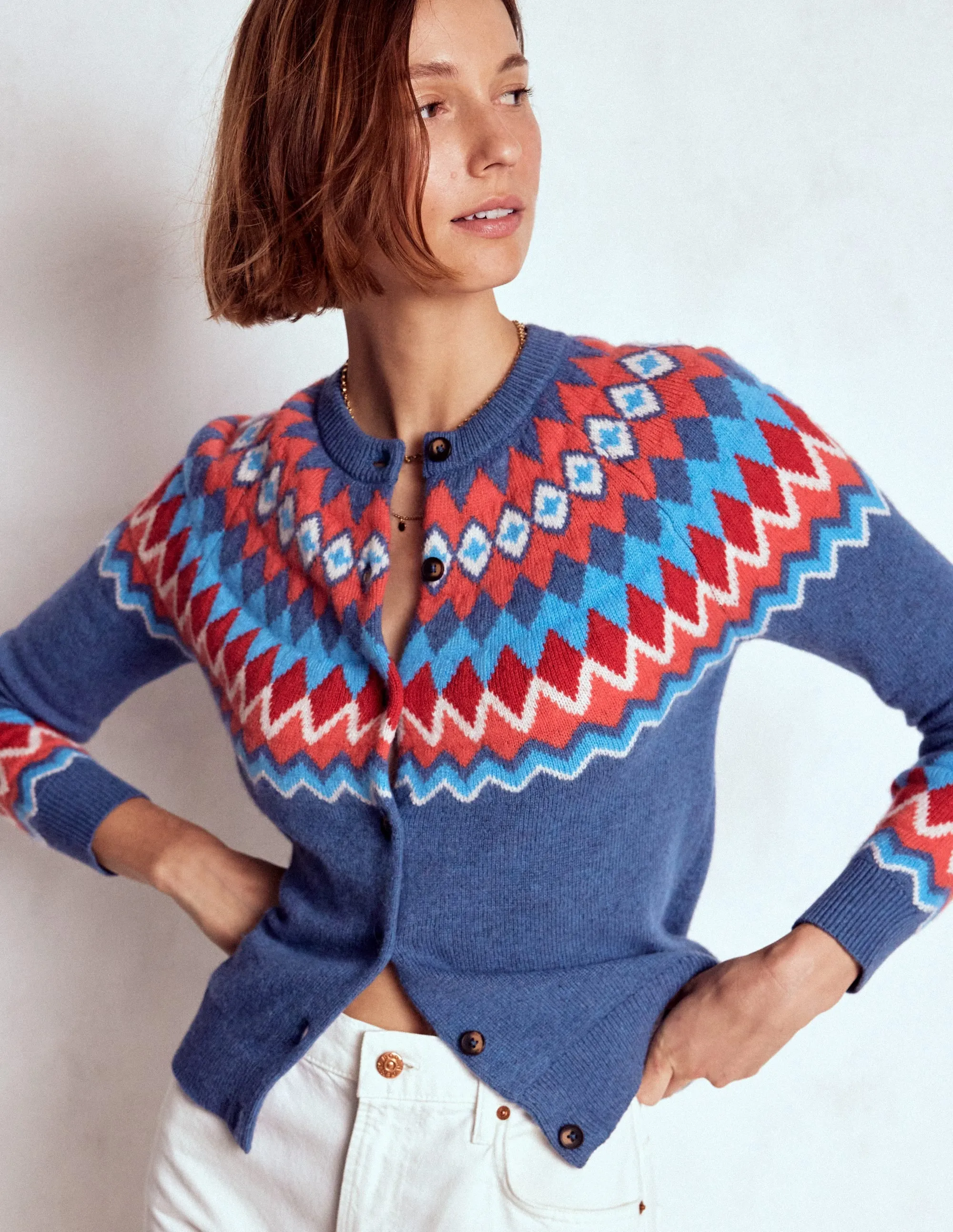 Edie Fair Isle Cardigan-Blue Fair Isle All Day Comfort Urban Trendy