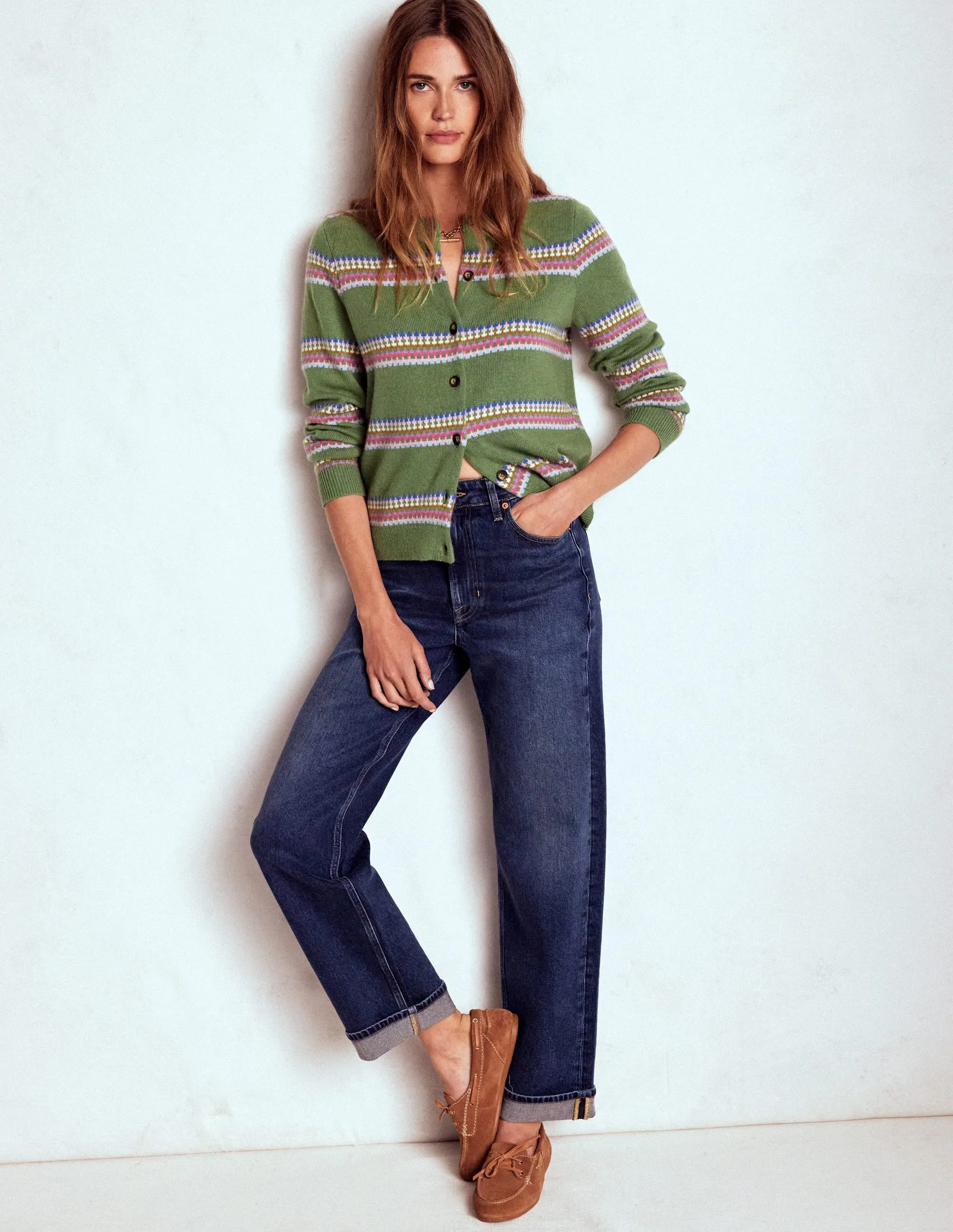 Edie Fair Isle Cardigan-Green, Diamond Grab And Go Fresh Outfit