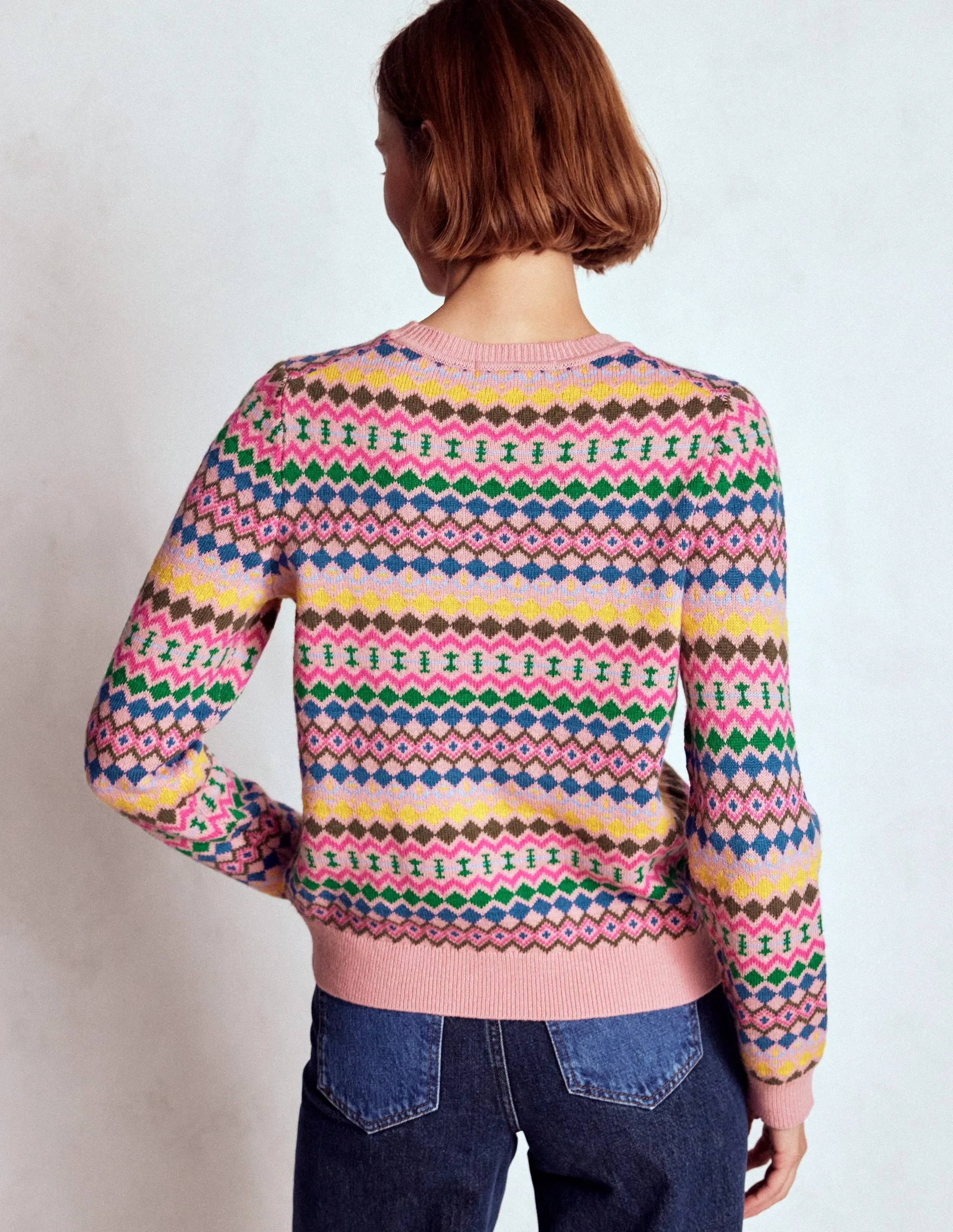 Edie Fair Isle Jumper-Pink, Geo Fair Isle Perfect Layer