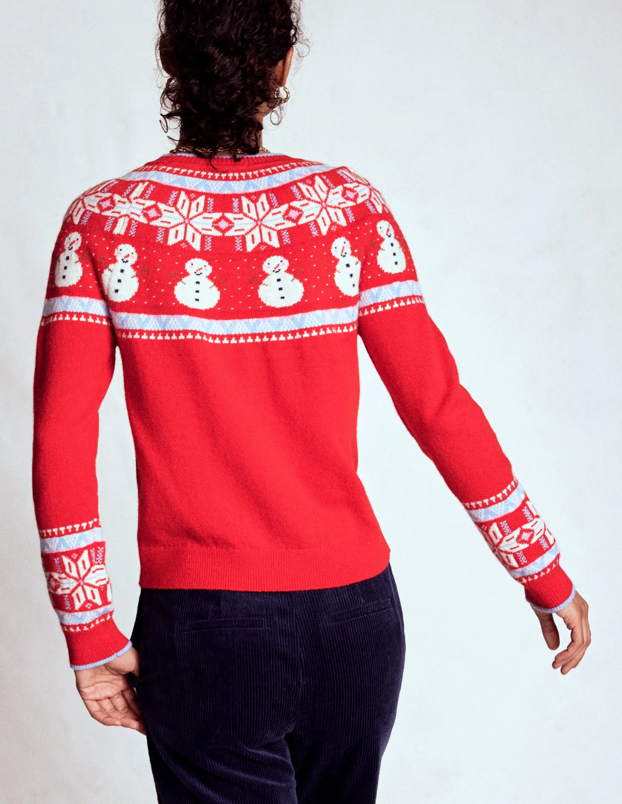 AntiSnag Surface Edie Fair Isle Jumper-Red, Snowman