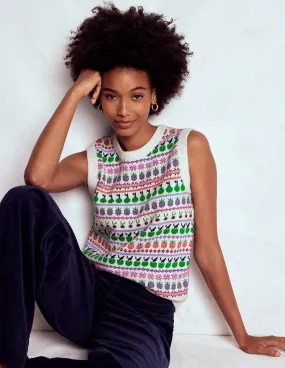 Edie Fair Isle Tank-Ecru Marl, Fruit Fast Drying Material
