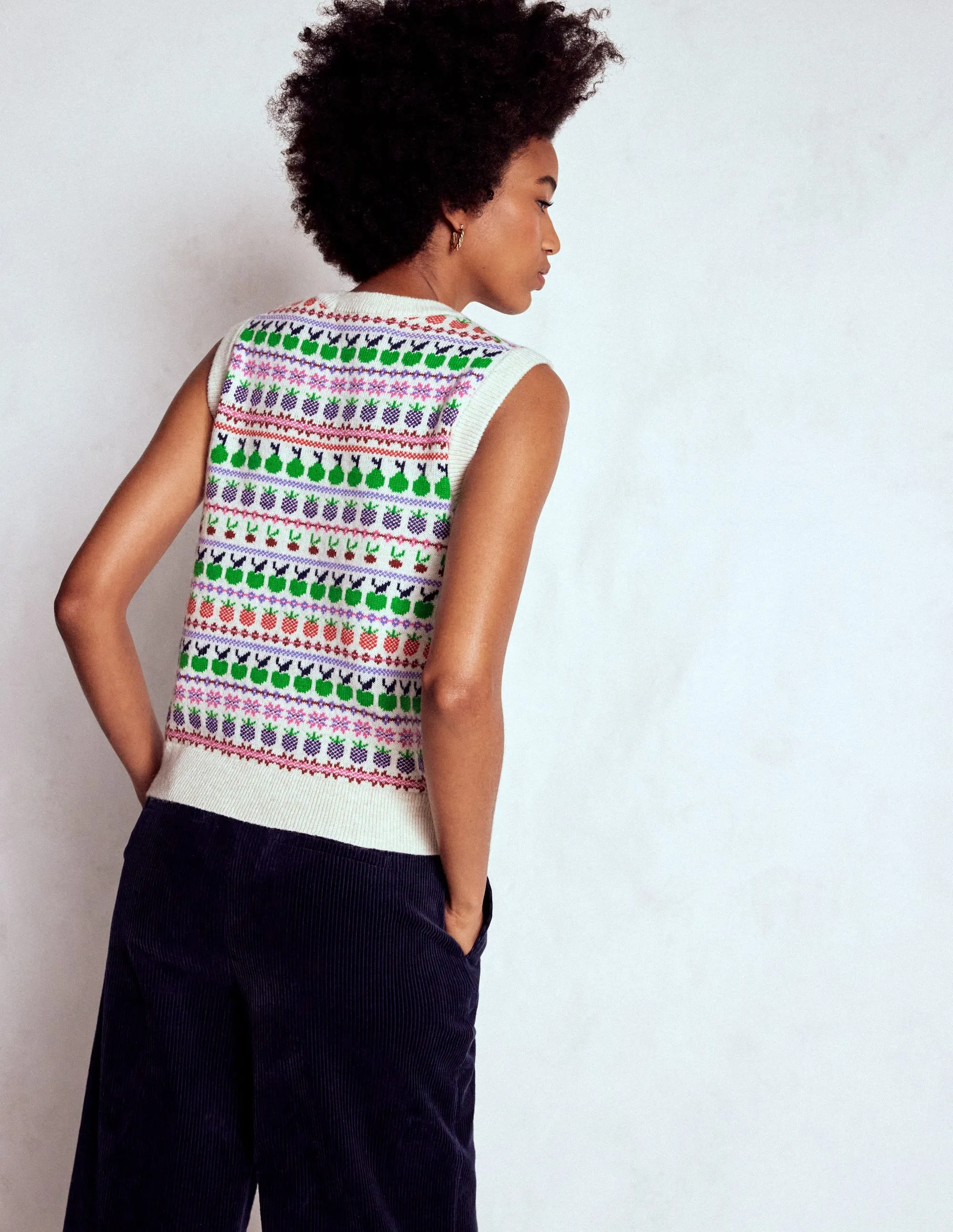 QuickDry Fibers Pure Shape Edie Fair Isle Tank-Ecru Marl, Fruit