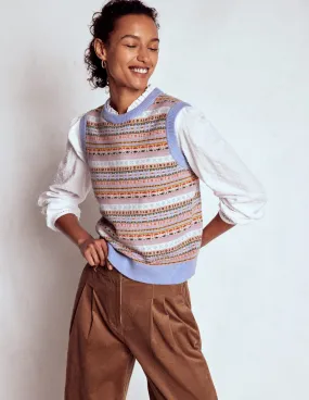 Edie Fair Isle Tank-Heritage Fair Isle Low Maintenance Fibers Neutral Tone Colorfast Guide
