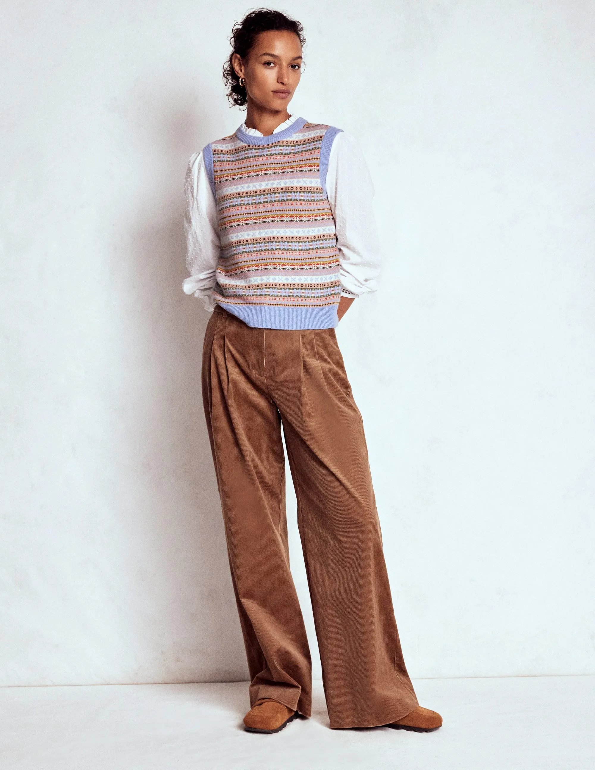 AntiPilling Treatment Edie Fair Isle Tank-Heritage Fair Isle