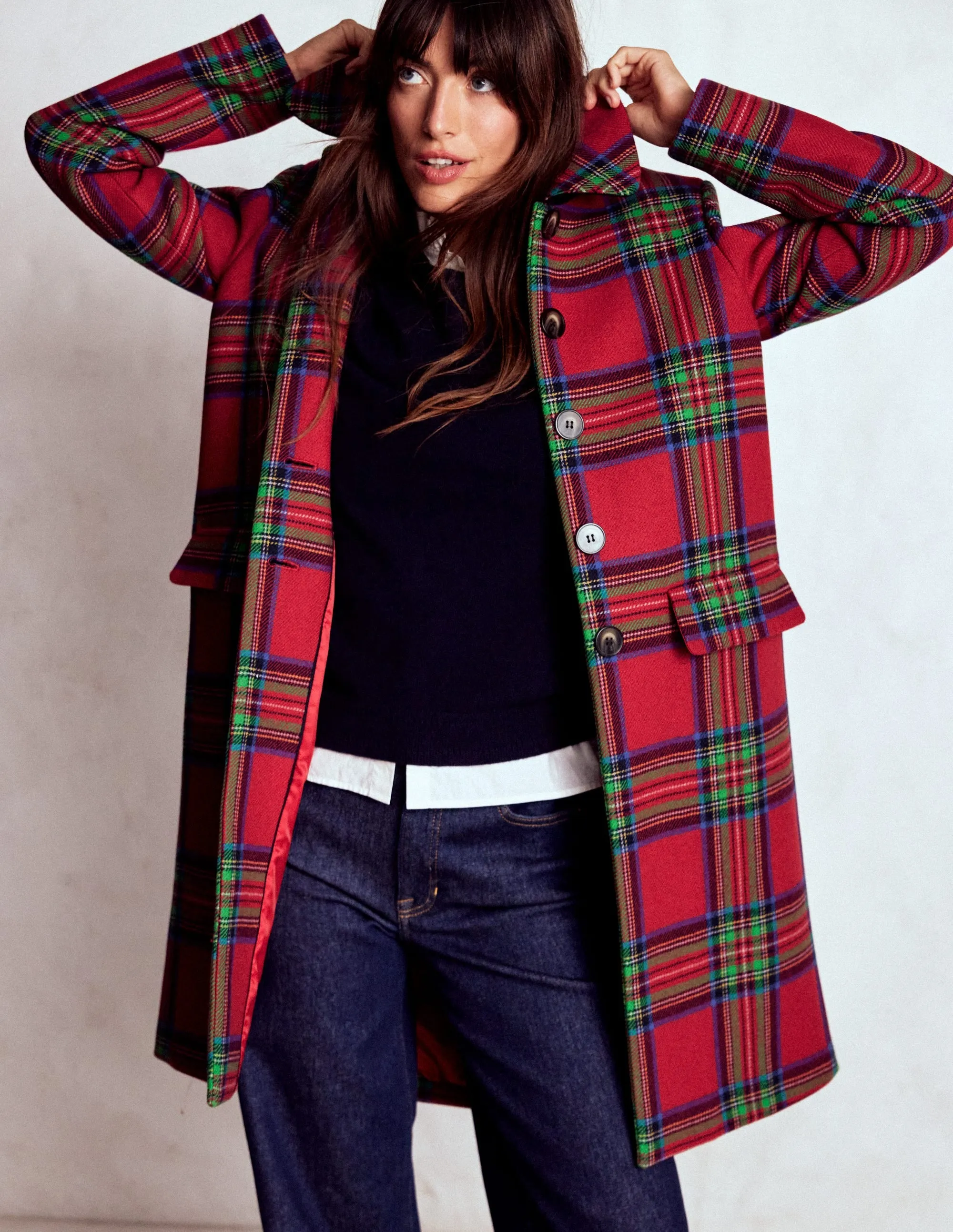 Holiday Trip Edinburgh Swing Coat-Red, Blue and Green Check