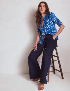 Effie Short Sleeve Top-Bright Blue, Leafy Grove Non Restrictive Cut