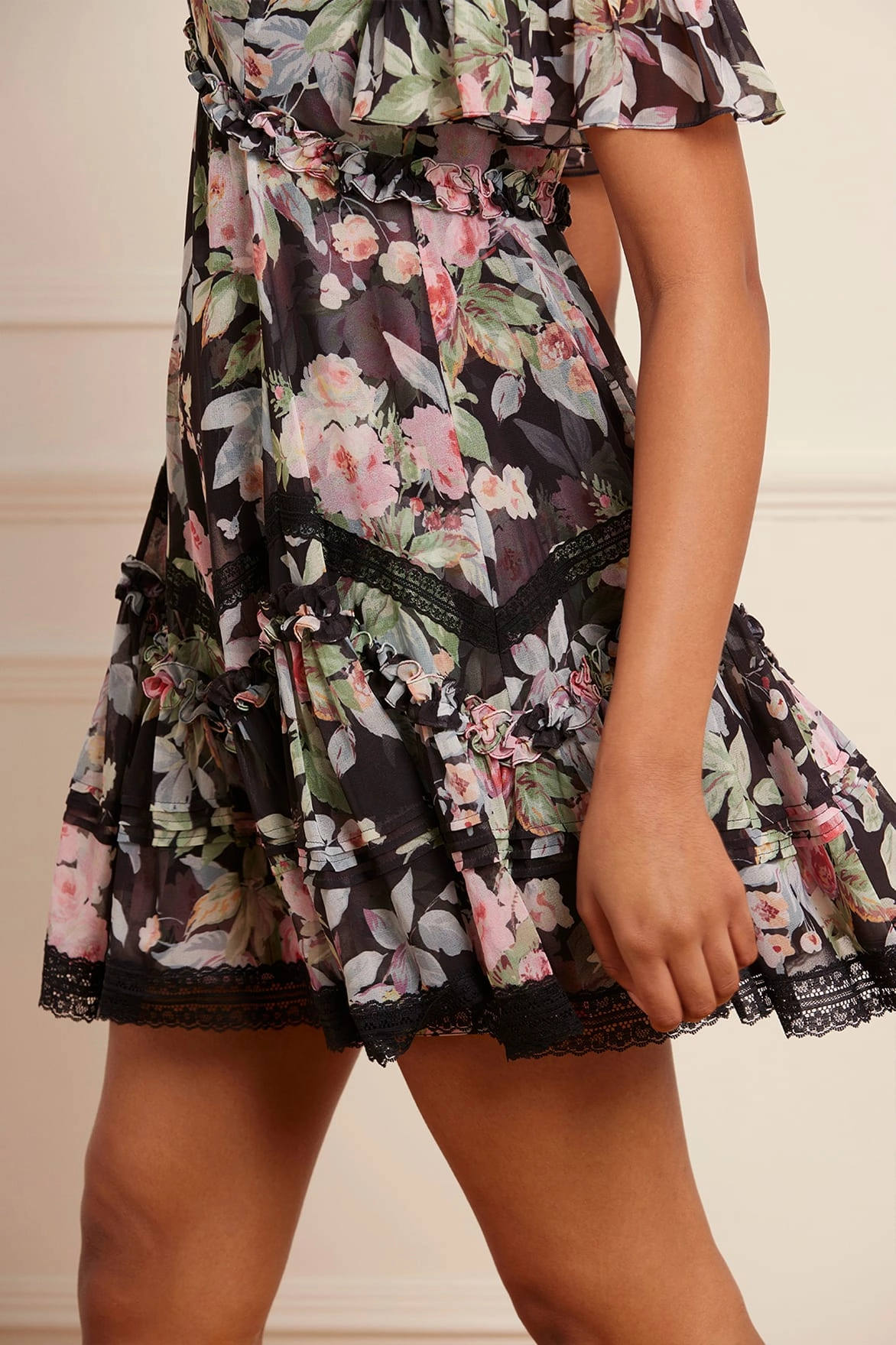 Edgy Twist Paradise Garden Sonata Georgette Micro Mini Dress