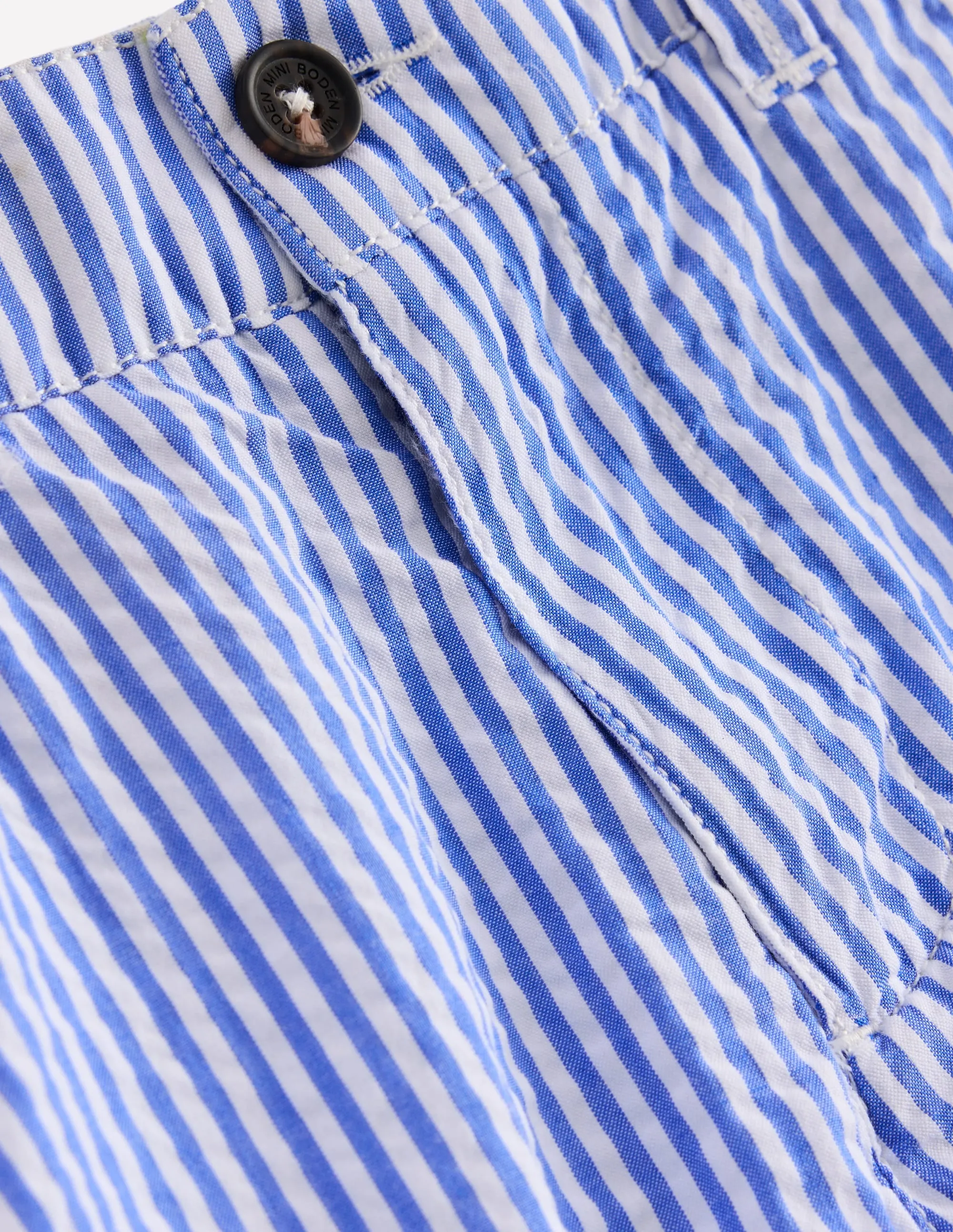 Seersucker Shorts-Blue Ticking Stripe Sporty Vibes Hot Weather