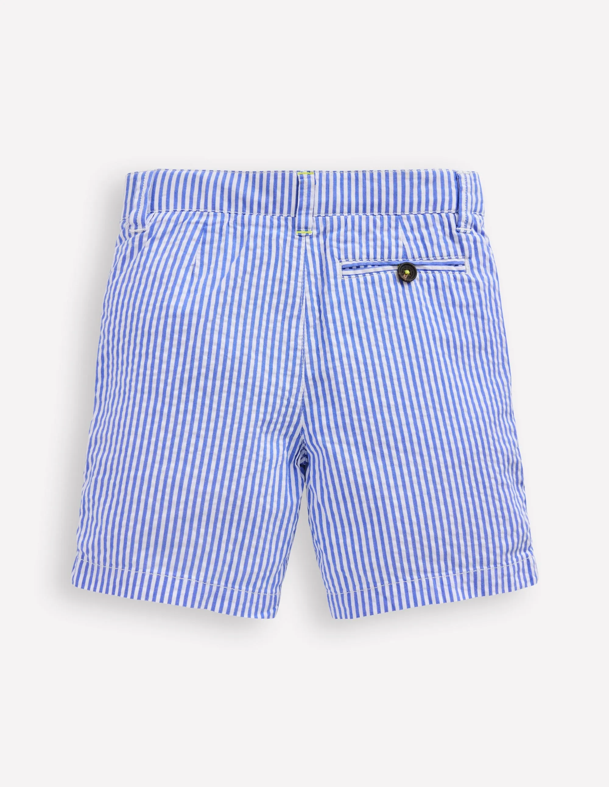 Seersucker Shorts-Blue Ticking Stripe Machine washable Eco Conscious Packaging