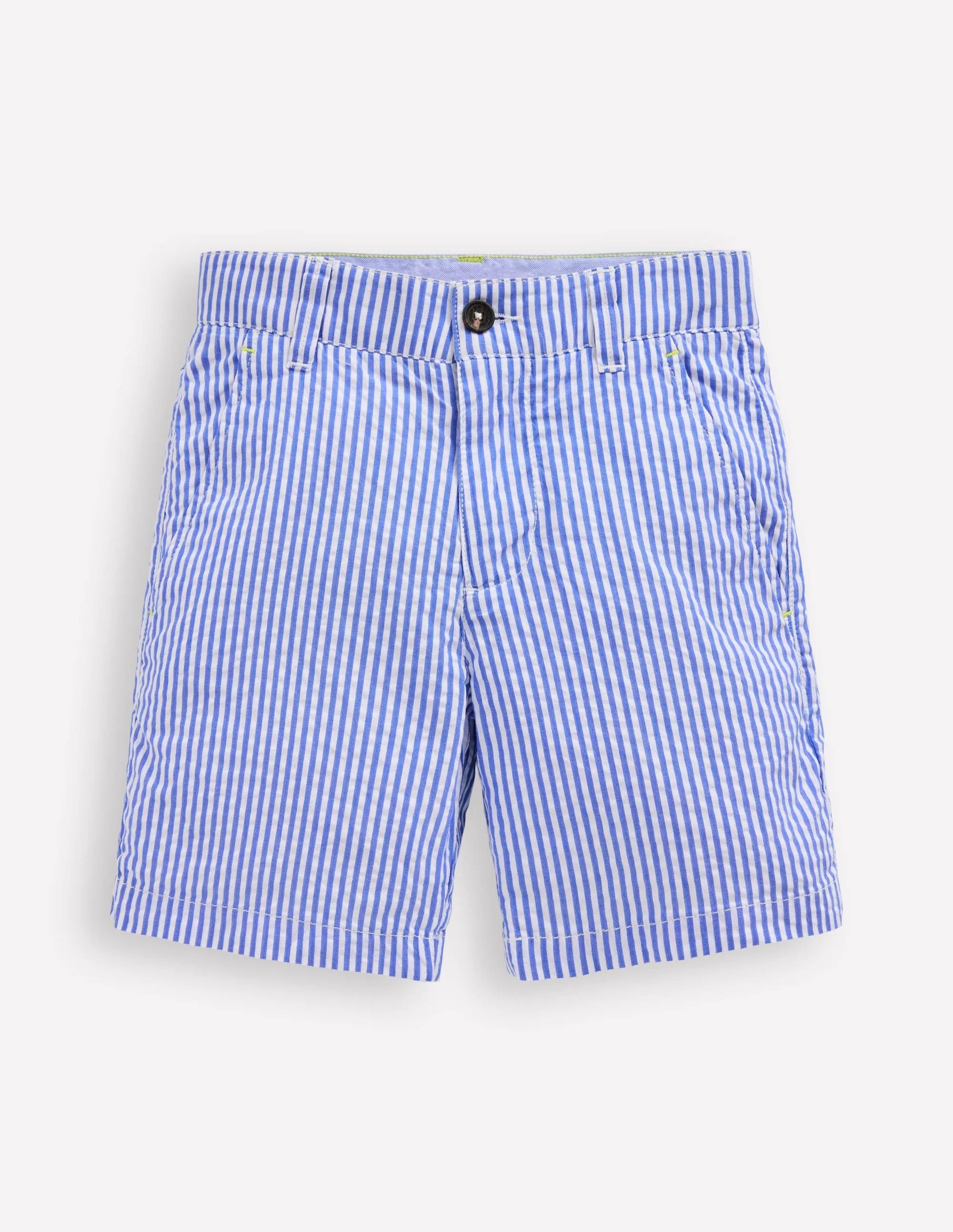 handmade touch Lightweight Flex Seersucker Shorts-Blue Ticking Stripe