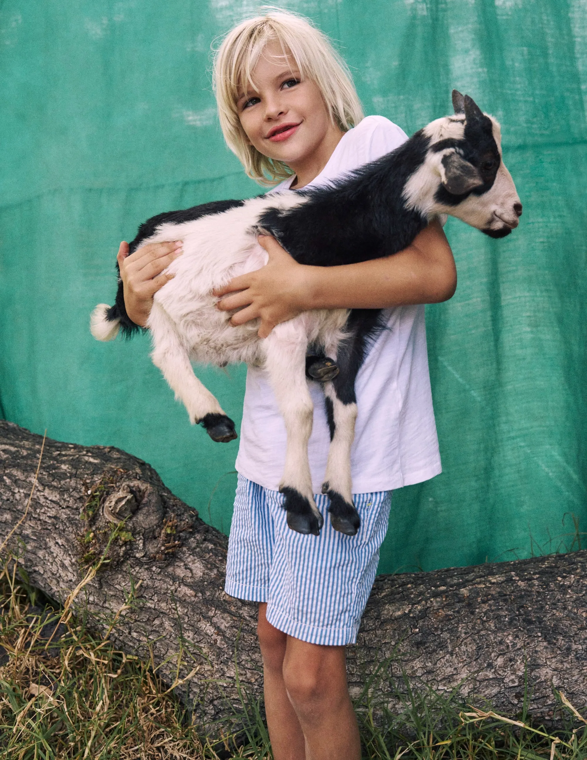 Seersucker Shorts-Blue Ticking Stripe Trendy Comfort
