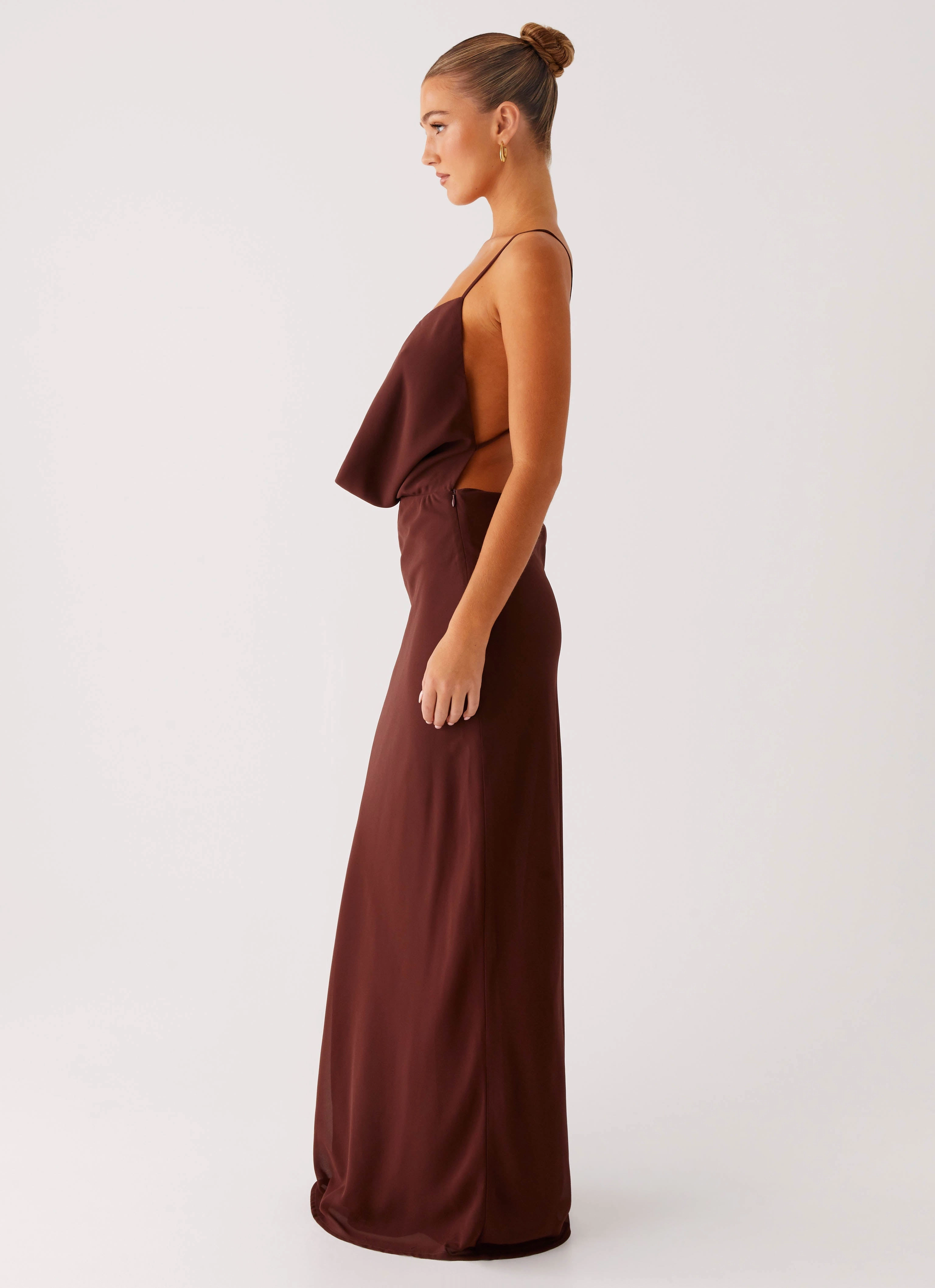 Elation Cowl Neck Maxi Dress - Chocolate