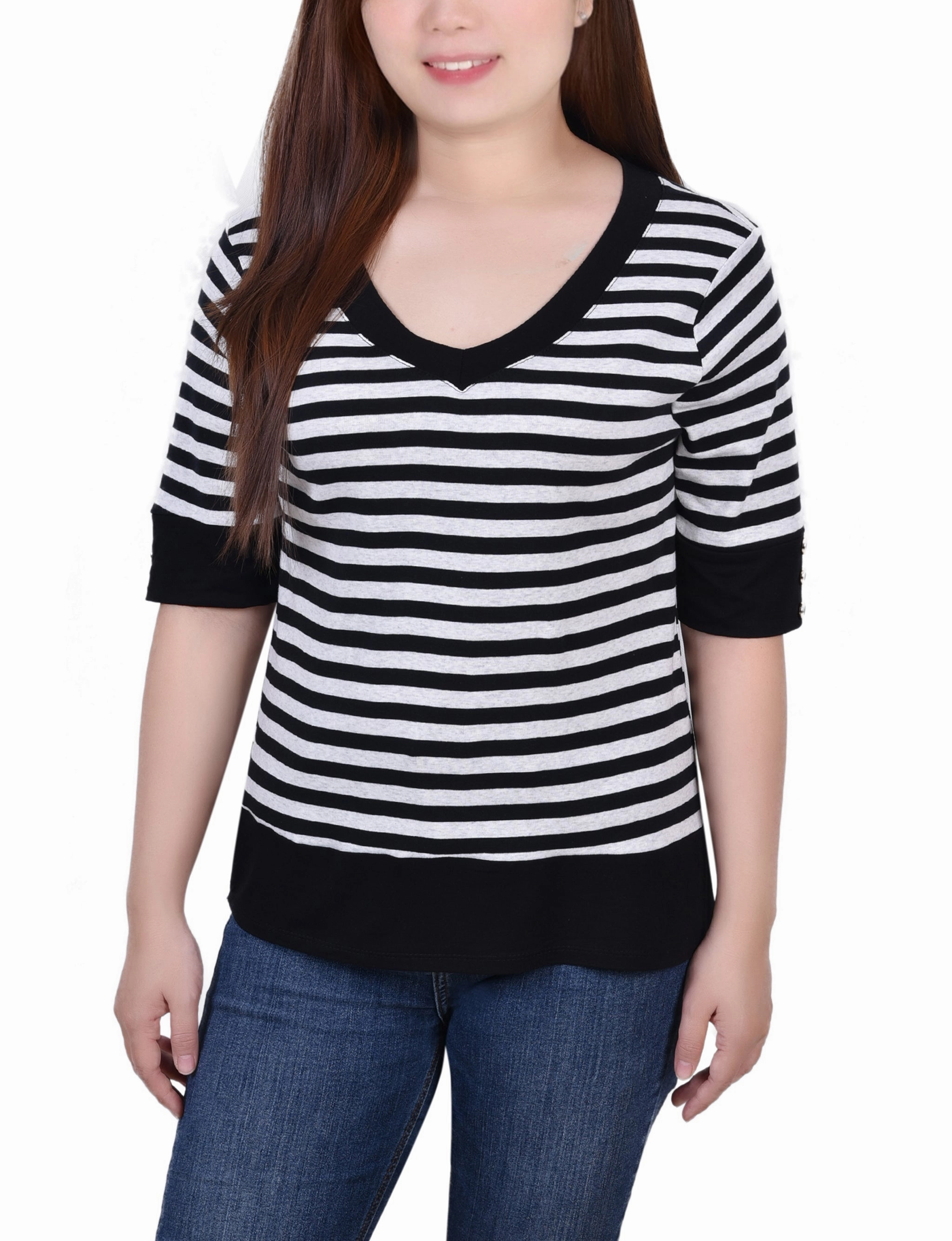 Non Iron Fabric Elbow Sleeve Top