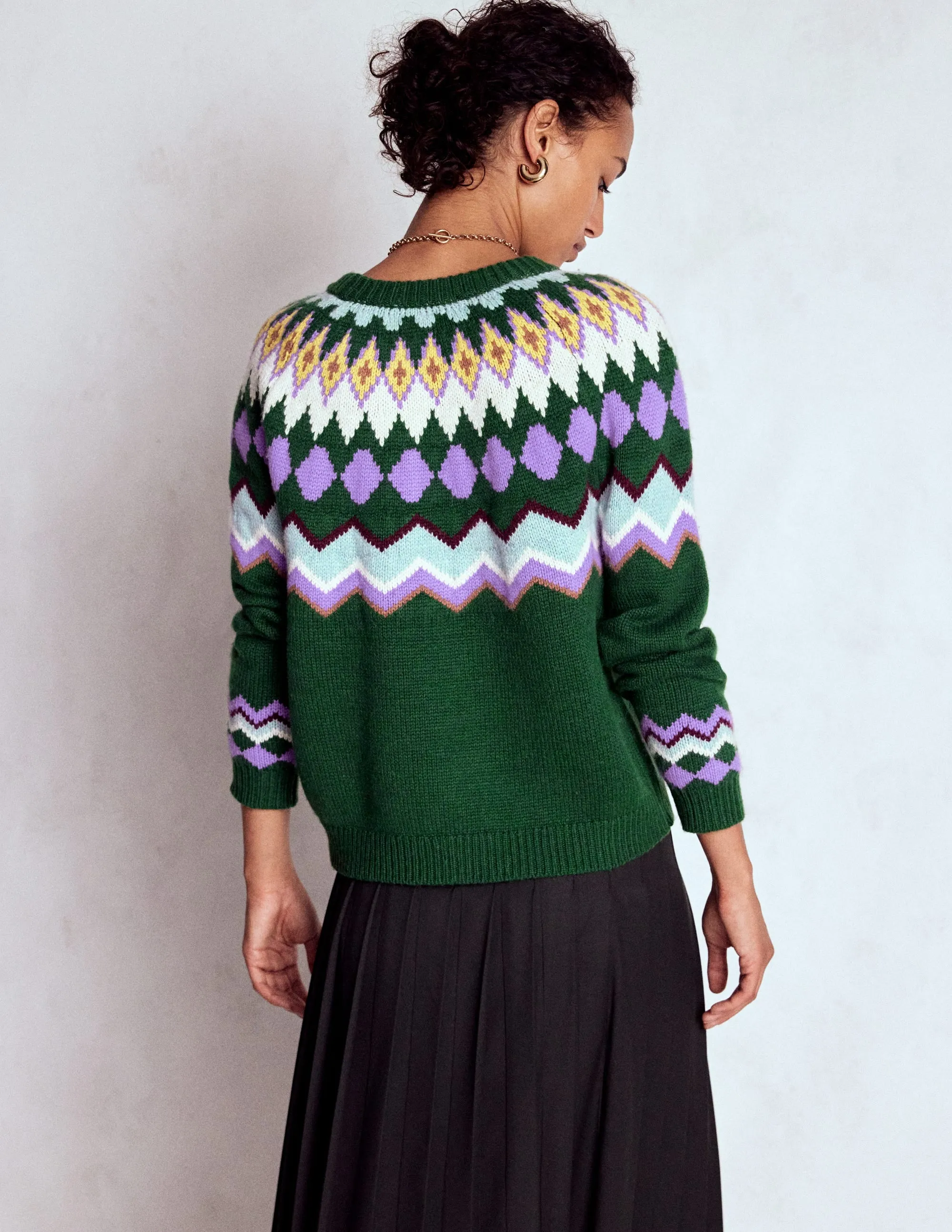 Lightweight insulation Eleanor Fair Isle Jumper-Courtyard Melange