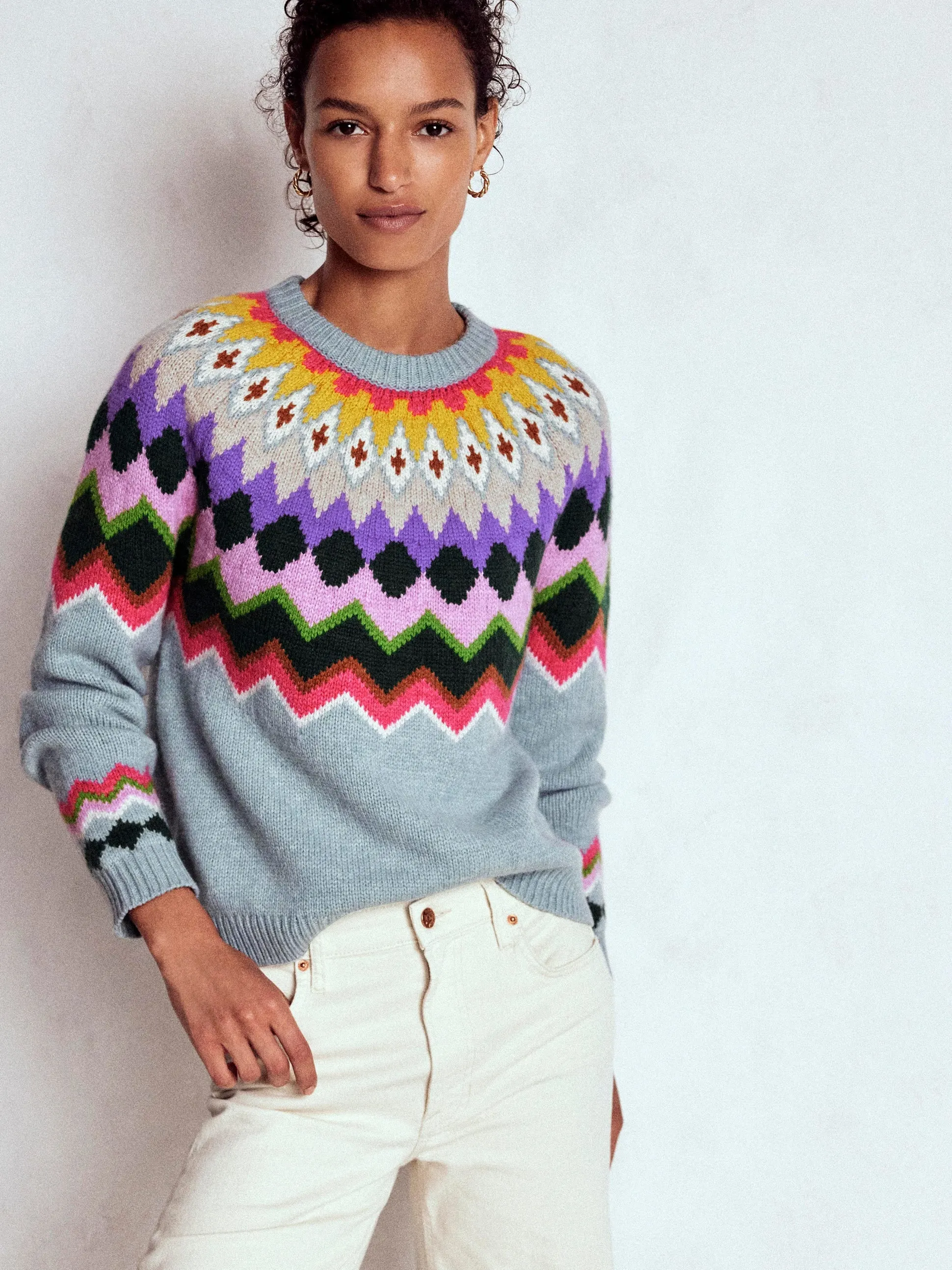 Subtle Fit Eleanor Fair Isle Jumper-Tourmaline Blue Melange