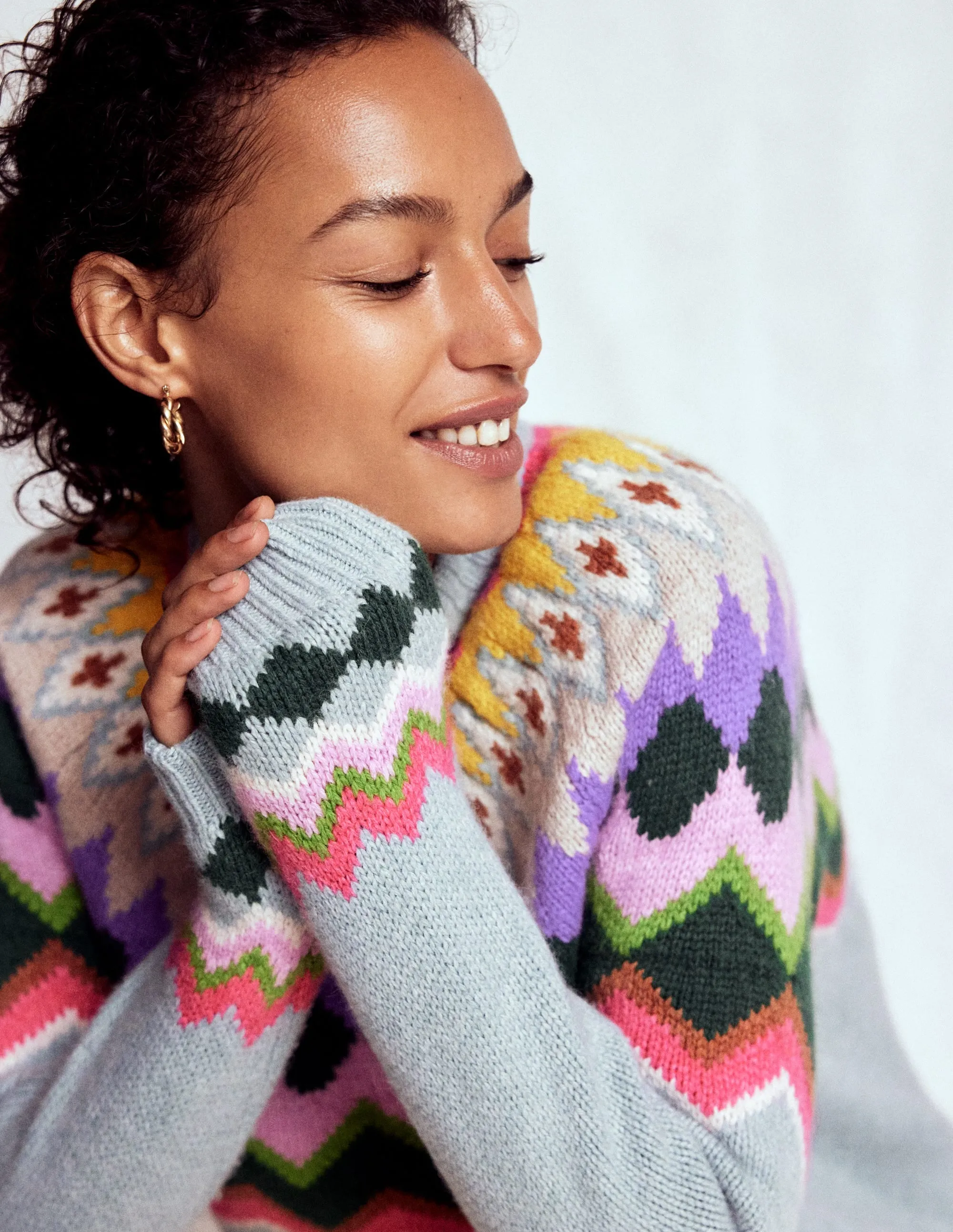 Quiet Style Eleanor Fair Isle Jumper-Tourmaline Blue Melange