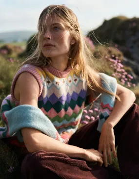 Eleanor Fair Isle Tank-Pink Heritage Fair Isle Quick Fit Moisture wicking