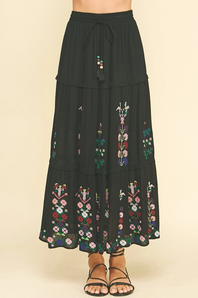 Sleek Comfort Eleanor Embroidered Maxi Skirt