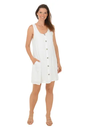 Solid Button Front Sleeveless Dress Smooth Mood Trendy Wearable