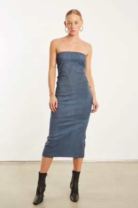 Denim Suede Tube Dress Feminine flowing piece Quick Layer