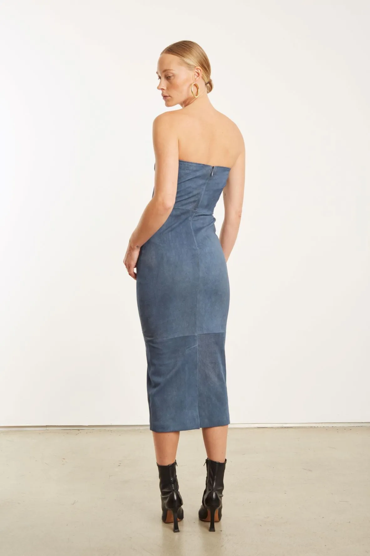 Jewel Tones Denim Suede Tube Dress