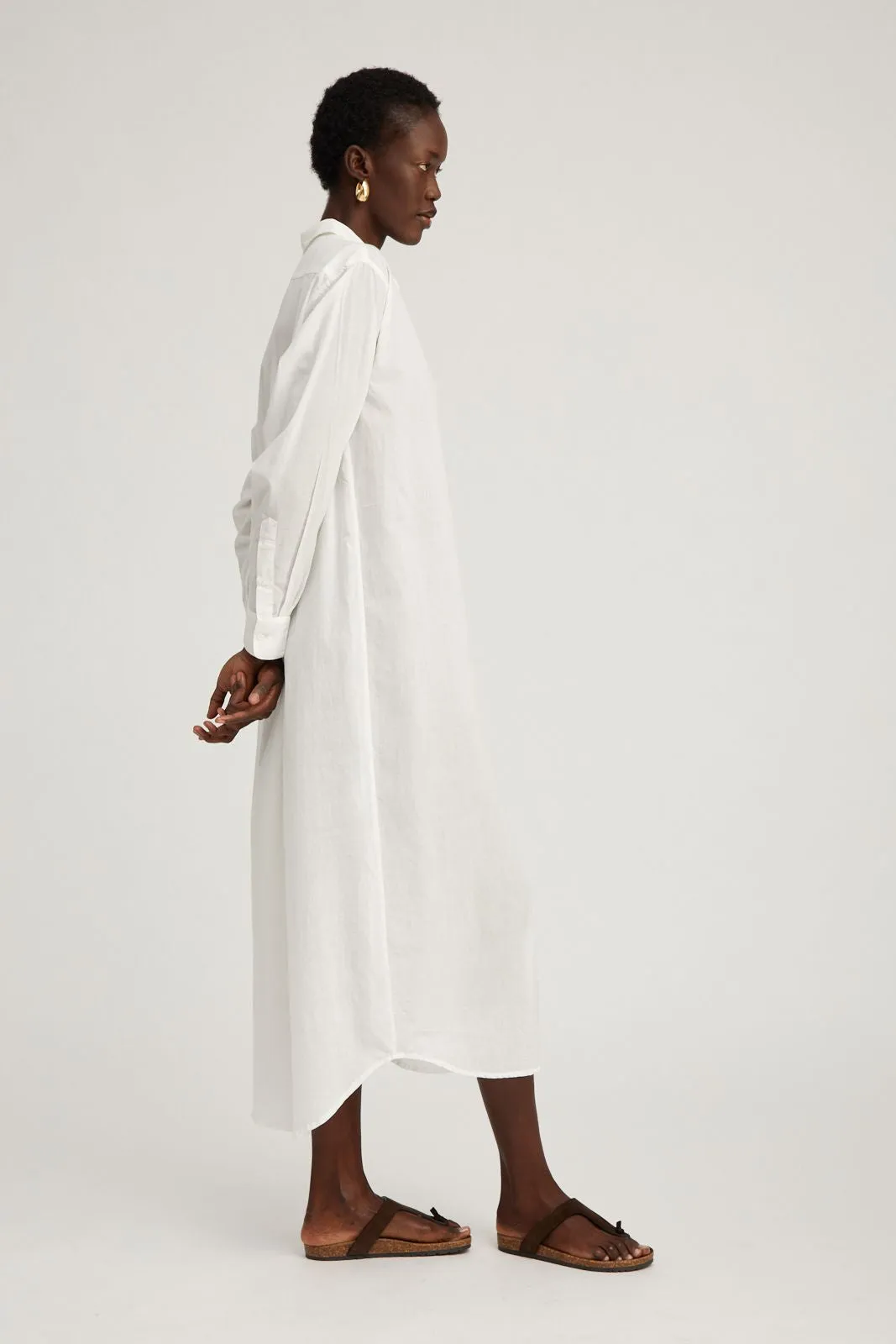 White Voile Tunic Maxi Dress Chill Mode NoiseFreeFabric