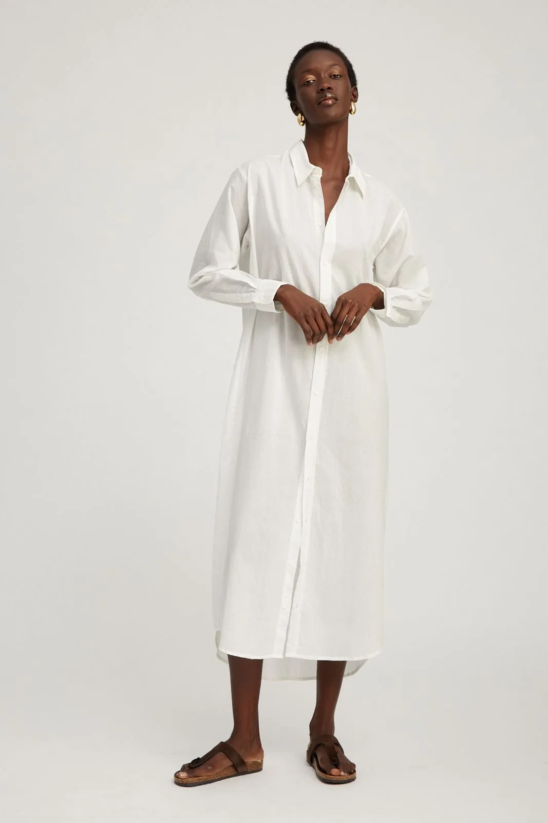 White Voile Tunic Maxi Dress Work Ready