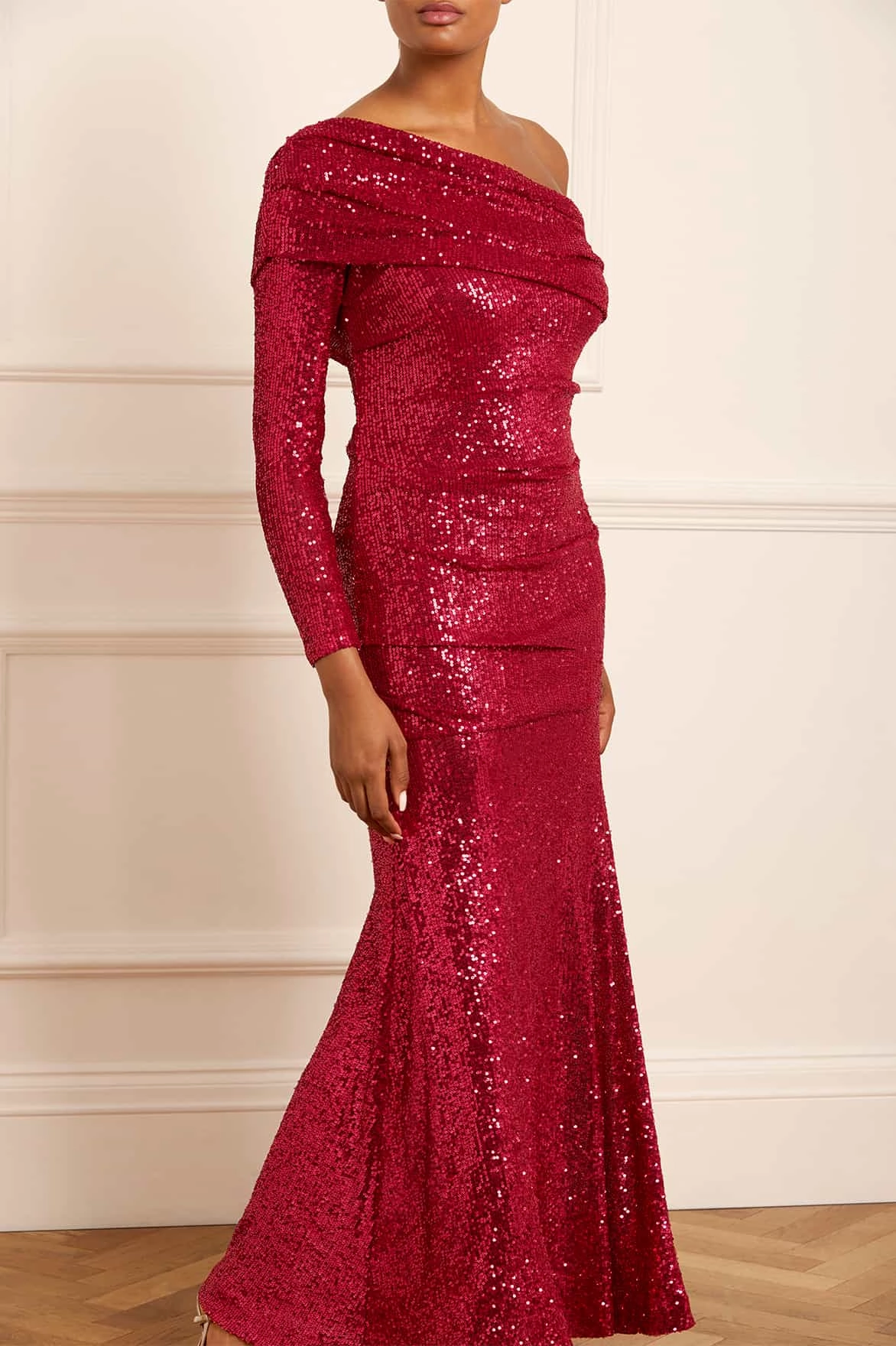 Nova One-Shoulder Ankle Gown Perfect Shape Evening Motion