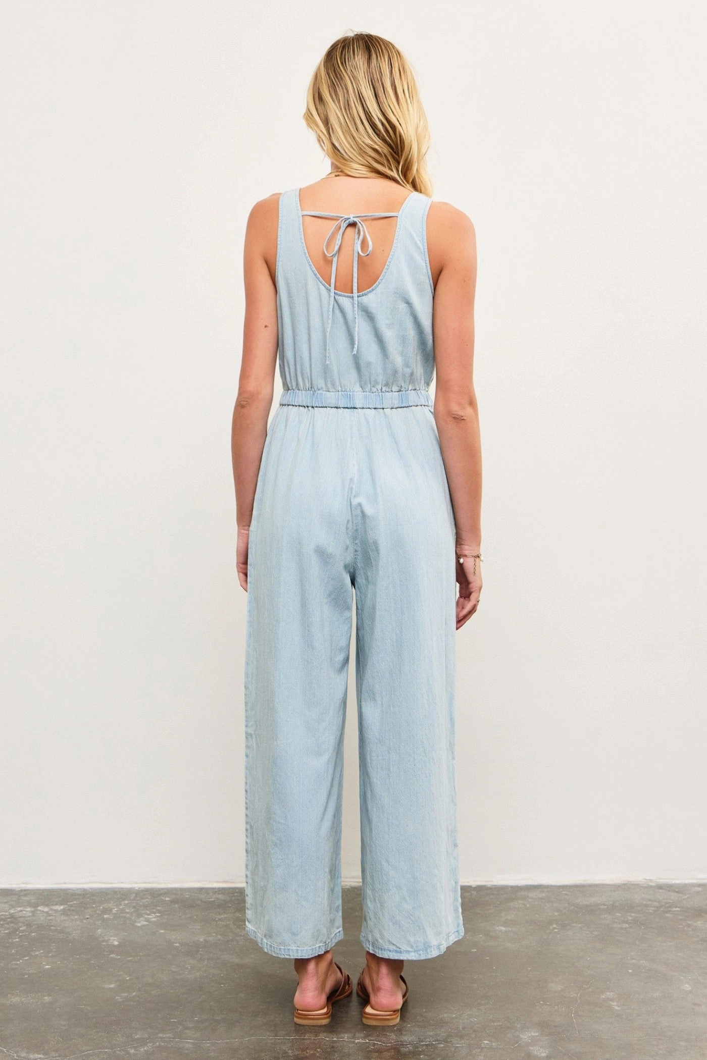 Casual Morning Stroll Minimalist Style Holiday Vibes Weekend Warrior BROOKE WIDE-LEG DENIM JUMPSUIT