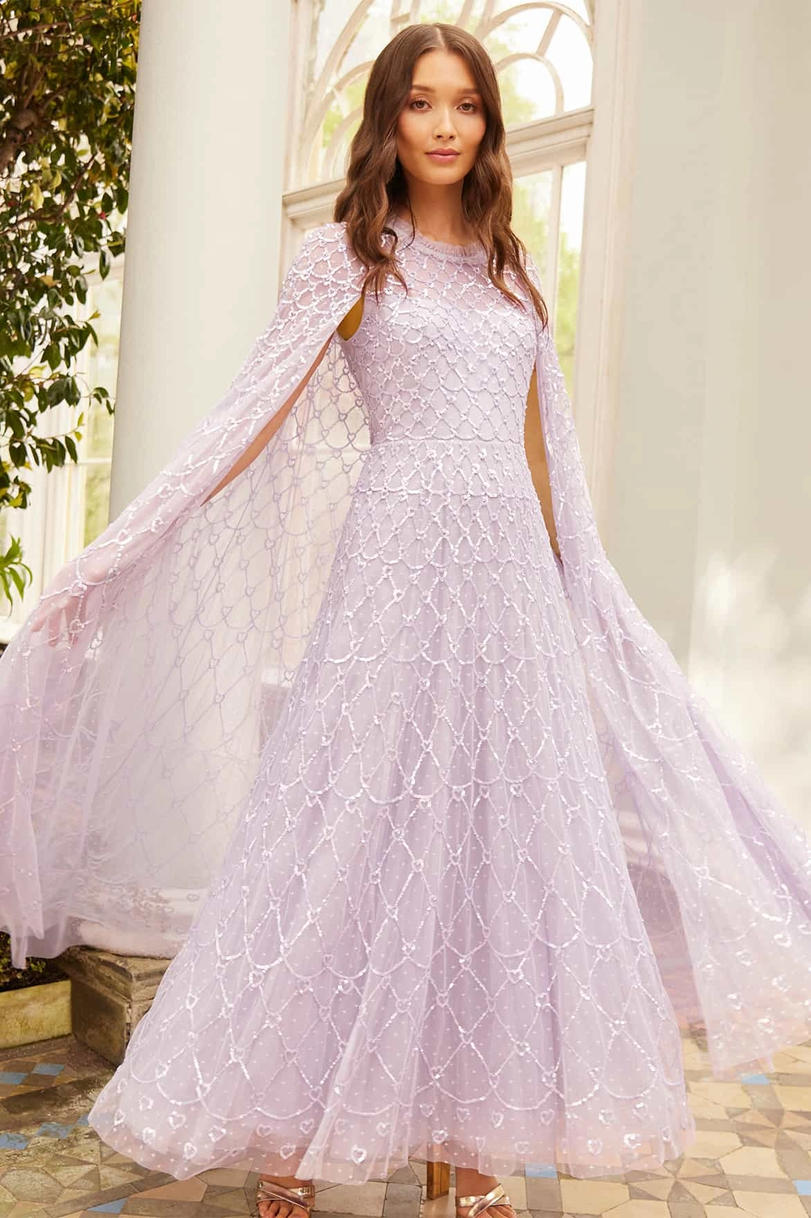 Airy Weave Elegant evening wear Heart Lattice Ankle Gown