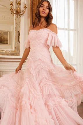 Elia Off-Shoulder Gown Sunny Lace Comfortable Layer