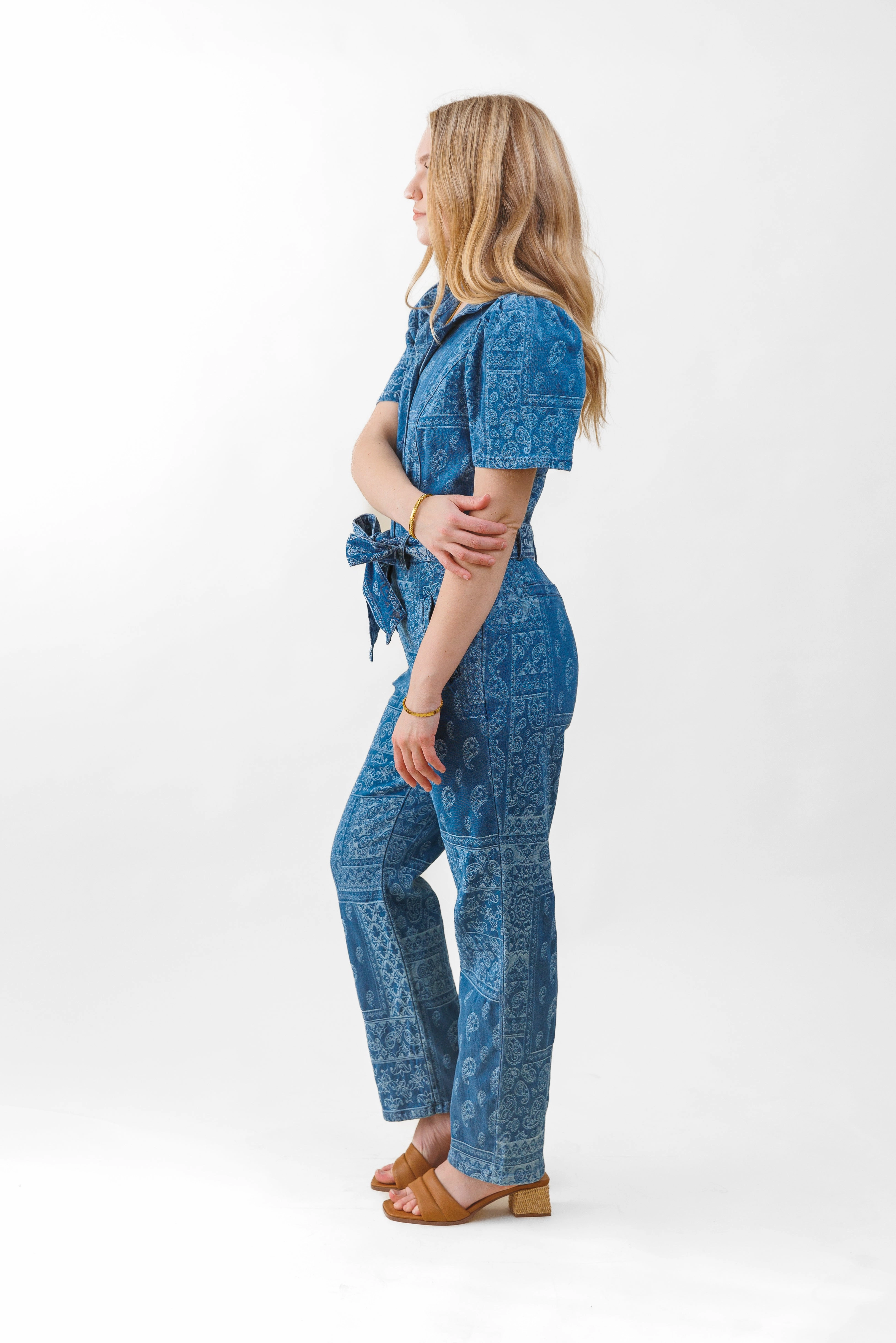 ELIZA DENIM JACQUARD JUMPSUIT Festival Outfit Comfy All Season Fit