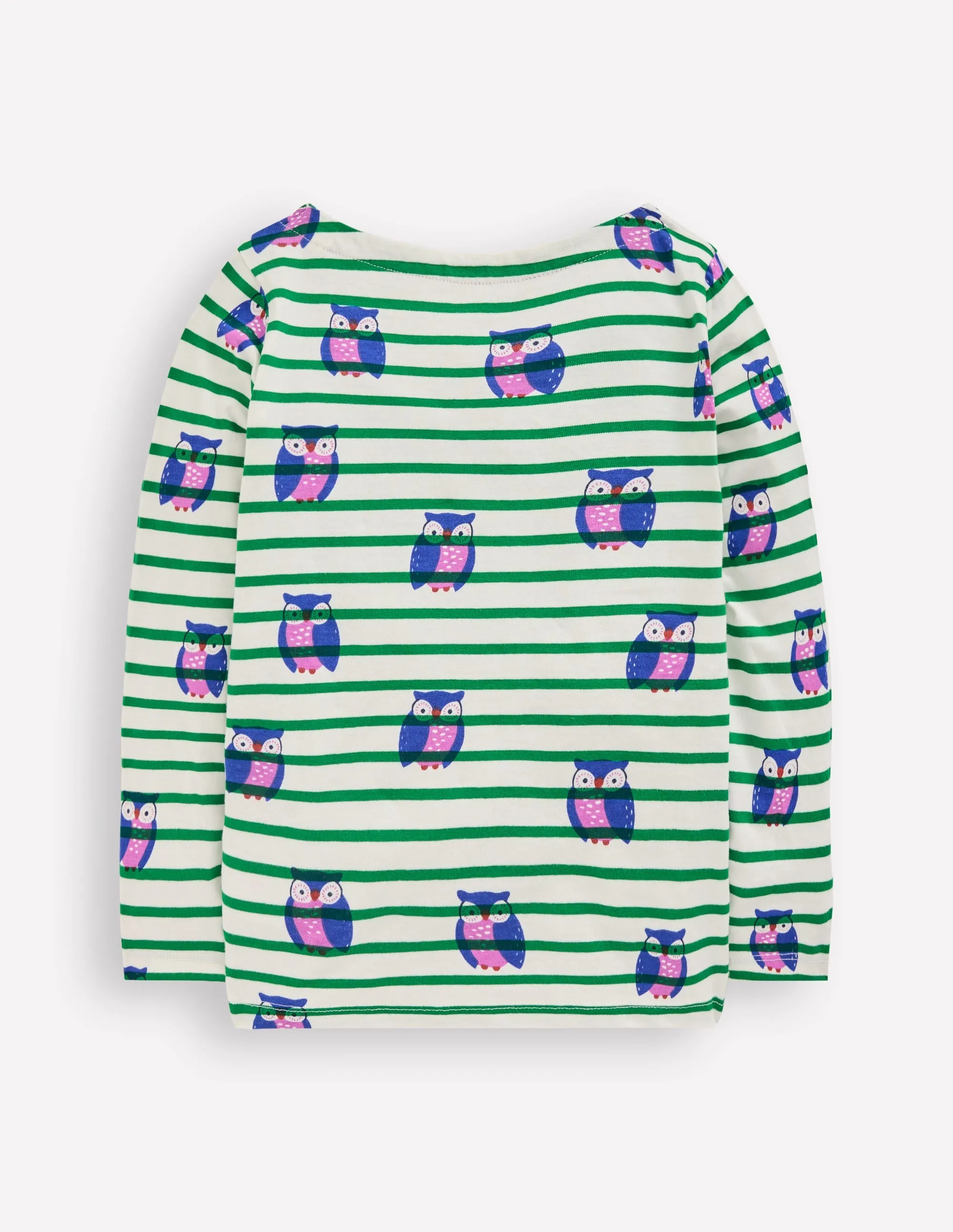 Relaxed Comfort Fit High Quality Printing Ella Breton-Ivory/Rich Emerald Owls