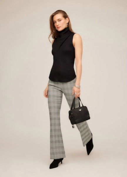 Ellie Bootcut Pants in Plaid Moisture Wicking Fabric Breathable Waist