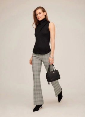 Ellie Bootcut Pants in Plaid Moisture Wicking Fabric Breathable Waist