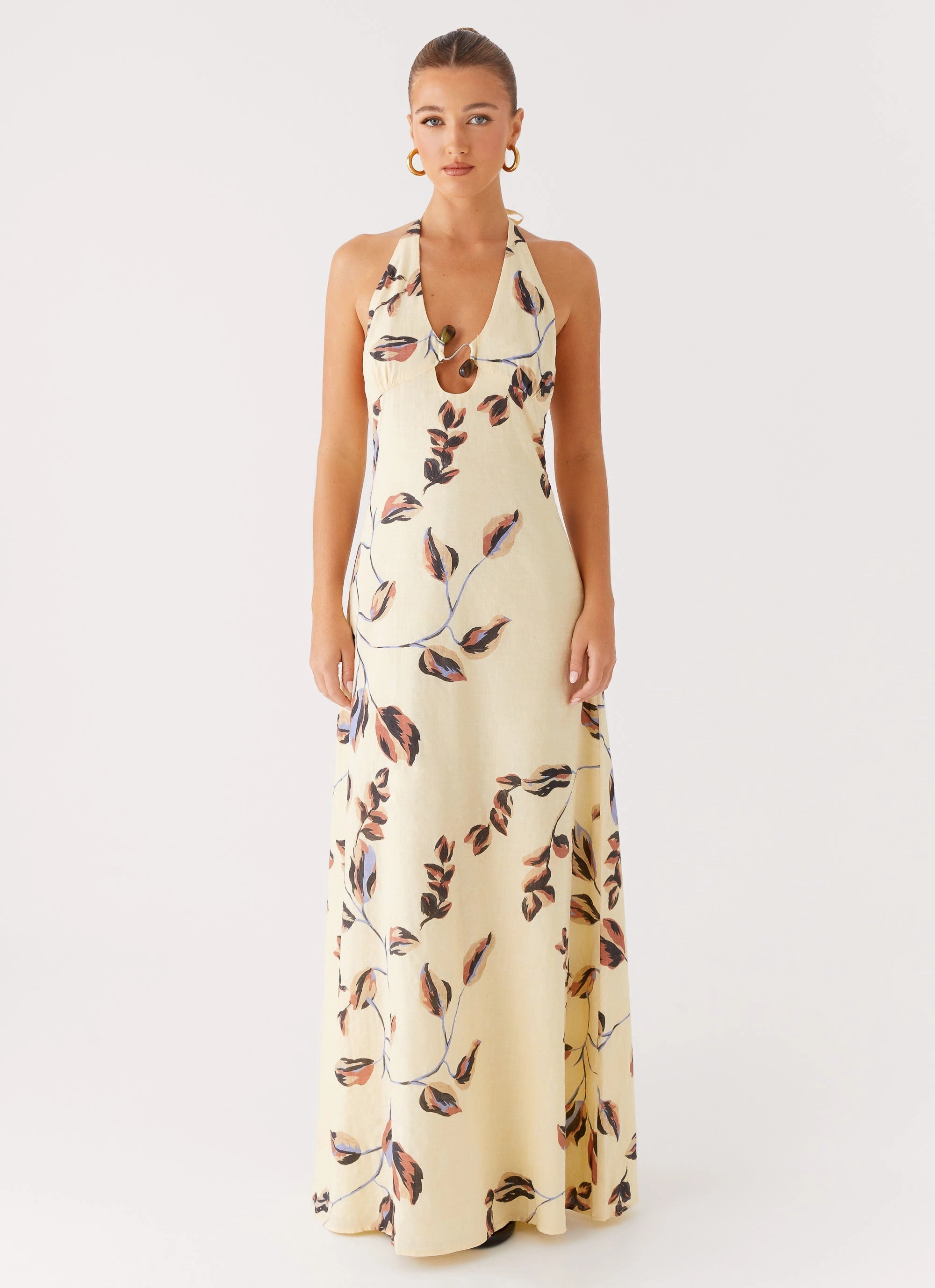 Elvina Halter Neck Maxi Dress - Buttercream Bliss
