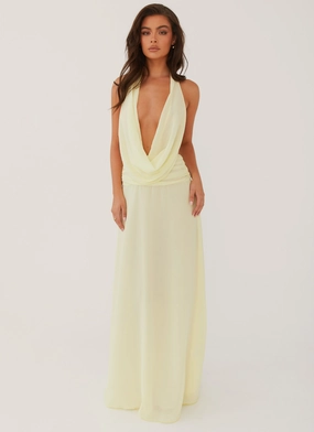 Elysia Chiffon Maxi Dress - Lemon