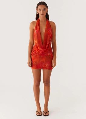 Elysia Chiffon Mini Dress - Amber